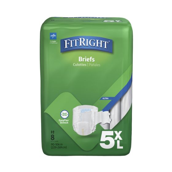 Medline Fitright Bariatric Adult Brief Plus 5XL Tab Style, 229-269cm, (Quantity: 8 pcs) GST Free