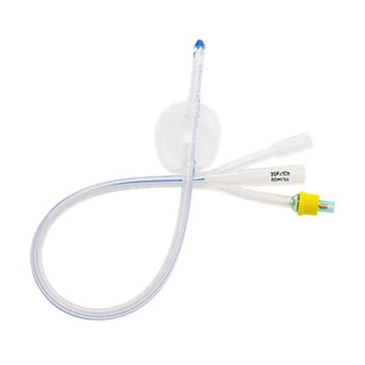 3-Way Foley Catheter, Standard Tip, 43cm with 50mL Balloon,  20Fr (Yellow)