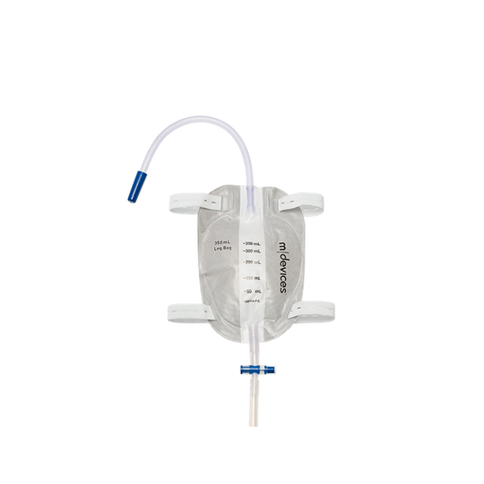 Leg Bag - T-TAP Non-Return Valve 30cm Long Tube with Elastic Straps, 350mL
