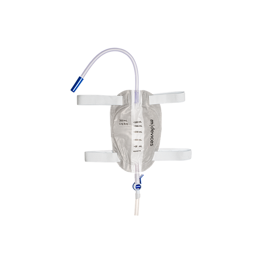 Leg Bag - Lever Tap Non-Return Valve 30cm Long Tube with Silicone Lined Straps and Fabric Fastener, 350mL